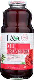 L and A All Cranberry Juice 32 Ounce - 6 per case.