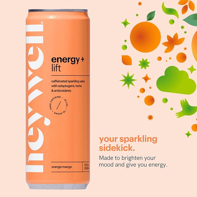 Heywell Sparkling Adaptogenic Lift Variety Pack 12 Fluid Ounce (Pack of 12) - Organic Non GMO Vegan Gluten Free Dairy Free