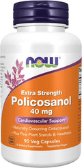 NOW Foods Supplements Policosanol 40mg with Pine Plant Sterols and Hawthorn Extra Strength 90 Veg Capsules