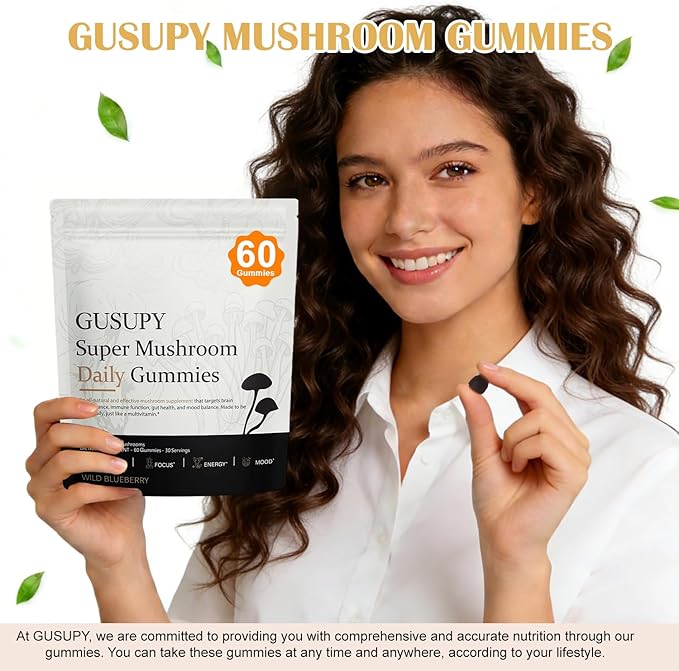 Lions Mane Mushroom Supplement Gummies - All-in-One Daily Mushroom Supplement Gummy 12 Mushroom Blend Cordyceps Chaga Reishi Herbal Brain Supplement for Cognitive Memory &amp Focus60 Gummies