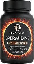 SUNAURA Spermidine Supplement 10 mg (Spermidine 3HCl) – High Potency Autophagy &amp Cellular Renewal Support – Longevity Energy &amp Focus – Non-GMO Gluten-Free 60 Capsules