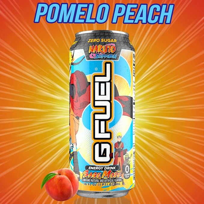 G Fuel Energy Drink Pomelo White Peach Sugar Free Beverage with 300mg Caffeine Daily Energy Boost with Focus Amino Vitamin + Antioxidants 16 oz Cans (Sage Mode 12-Pack)