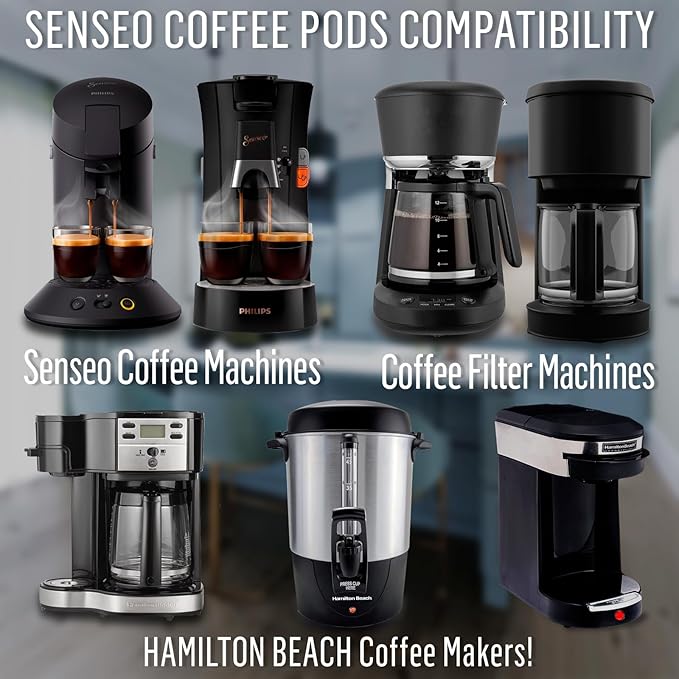 Senseo Mild Light Roast Coffee Pods 16 Count (Pack of 10) - Single Serve Coffee Pods Bulk Pack for Senseo Coffee Machine - Compostable Coffee Pods for Hot or Iced Coffee Cold Brew Coffee