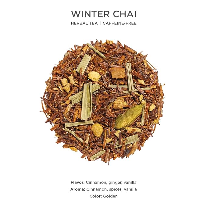 Tea Forte Winter Chai Premium Loose Leaf Caffeine-Free Herbal Tea Blend Canister Makes 35-50 Cups