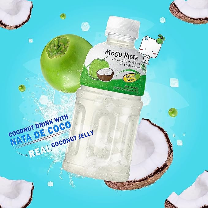 Mogu Flavored Juice with Nata De Coco Coconut 10.82-Ounce (Pack of 36)