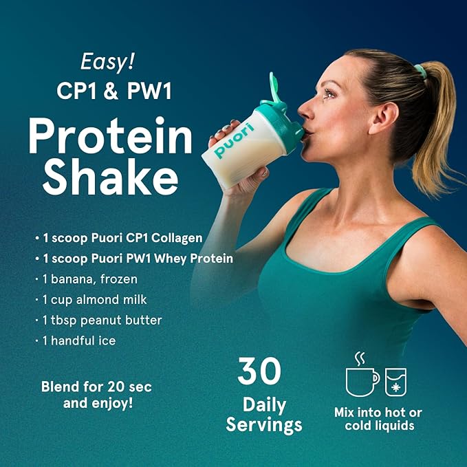 Puori Pure Collagen Peptides Powder Unflavored - 10g of Grass-Fed Hydrolyzed Bovine Collagen Supports Skin Health Hair &amp Nail Strength Joint Pain &amp Mobility Support - 30 Servings