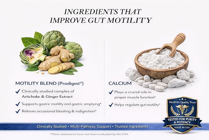 MediMotility 60ct – Physician-Approved Supplement for Healthy Gut Motility &amp Digestive Function – with Ginger Root &amp Artichoke Extract – GI &amp Bloating Support for Men &amp Women