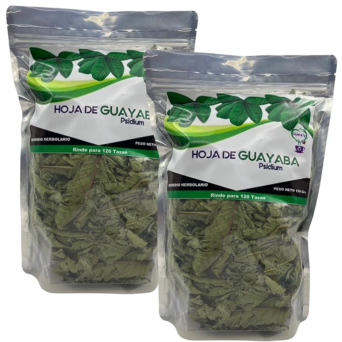 Guava Leaves Quiere Te 5.3 oz (150 grams) 2 Pack Up to 200 Cups Dried Whole Guava Leaves Psidium Guajava Loose Leaf Tea Resealable Bag Product From Mexico 100% Natural Infusion Herbal