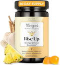 Winged Wellness Rise Up Energy &amp Focus Gummies for Women - Daily Brain Boost Gummy Supplement with Natural Caffeine Ashwagandha B12 Nootropics Alpha-GPC &amp Lion’s Mane - Pineapple 60 Gummi