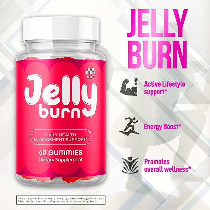(3 Pack) Jelly Burn Gummies Official JellyBurn Gummys with Natural Ingredient Advanced Health &amp Wellness Vitamin Supplement Formula Max Strength Active Lifestyle Multivitamin Support (180 Gummi