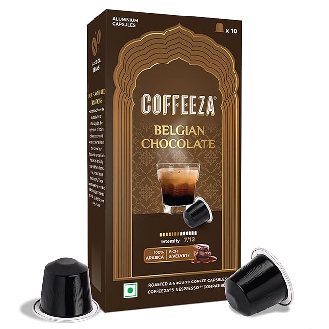 Coffeeza Dark Chocolate Flavoured Aluminium Coffee Capsules Intensity -7 | Box of 1 (10 Capsules)