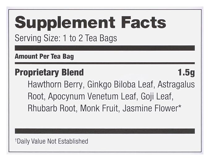 Bravo Tea Cholesterol Health Herbal Tea Naturally Caffeine Free Vegan Friendly Gluten Free &amp Non-GMO 20 Tea Bags (Pack of 6)
