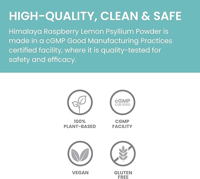 Himalaya Raspberry Lemon Psyllium Husk Powder Daily Fiber Supplement for Digestive Health &amp Regularity Sugar-Free Gluten-Free Vegan No Artificial Colors Easy-to-Mix 12 oz (340 g)