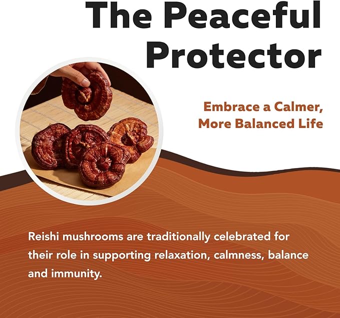 Organic Reishi Mushroom Capsules Extract - 70% Beta Glucans - Highest Active Nutrient Levels Max Potency US Grown + Ultrasonic Extraction - Energy Immunity Sleep and Stress - 60 Capsules