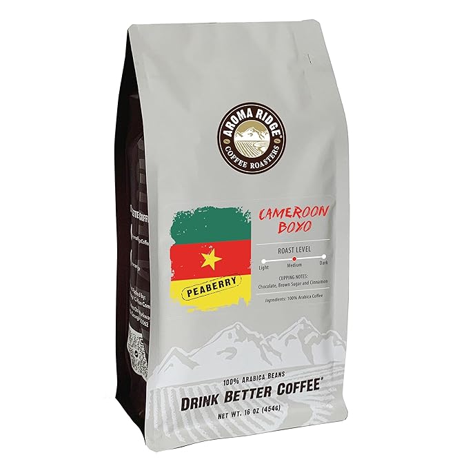 Aroma Ridge Cameroon Boyo Peaberry Coffee Freshly Roasted in USA Whole Bean 16oz