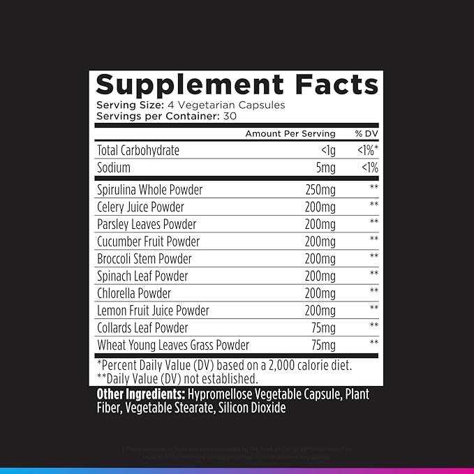 Livingood Daily Greens Capsules Super Greens Supplement with Spirulina Chlorella Broccoli Spinach Celery Lemon &amp More Plant Based for Digestion &amp Gut Health Non GMO Vegetarian 120 Ct