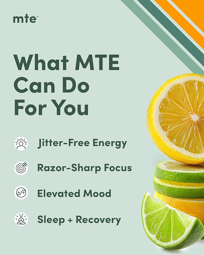 MTE Caffeine-Free Energy Drink Powder with Paraxanthine – Clean Energy for Focus Mood &amp Productivity | 24 Energy Drink Packets