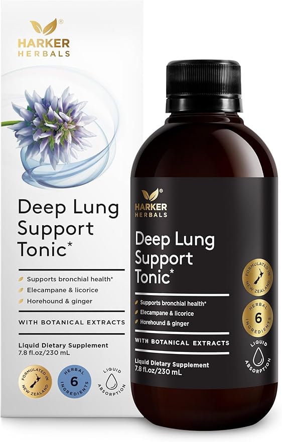Deep Lung Support Tonic Herbal Formula for Respiratory Health Clear Breathing Bronchial Congestion Plant-Based - 7.8 fl oz (15 Servings)