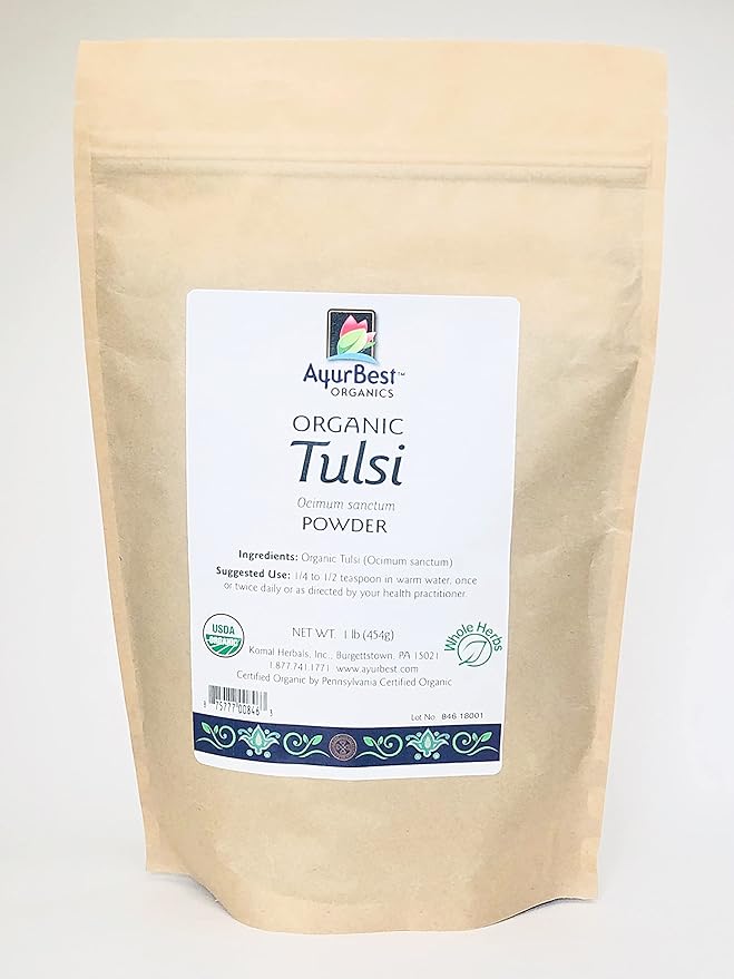AyurBest Organics Tulsi 1 Lb USDA Organic Kosher Holy Basil (1 Lb)