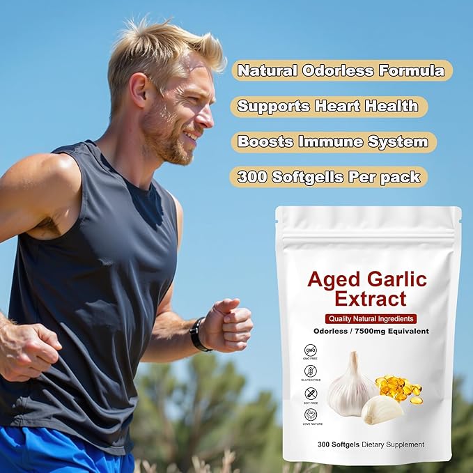 Elare Aged Garlic Extract - 7500mg Odorless Per Serving 300 Count Organic Aged Garlic Extract Capsules Aged for 2 Years - for Heart &amp Immune Support Antioxidant Supplements