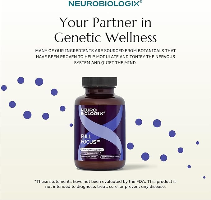 Neurobiologix Full Focus for Men &amp Women Brain &amp Mood Support Supplement Promotes Focus Memory &amp Cognitive Function with Green Coffee Bean Bacopa Magnesium &amp SAM-E Gluten Free