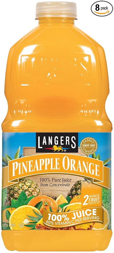Langers Pineapple Orange 100% Juice 64 fl oz (Pack of 8)