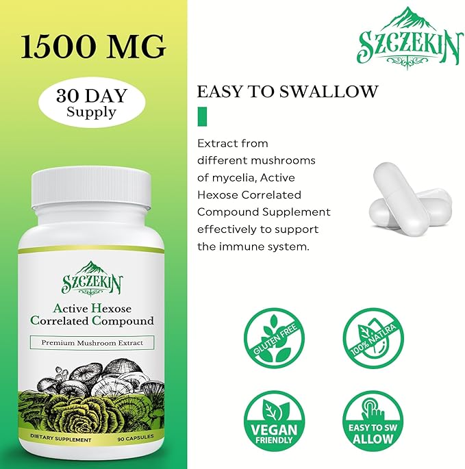 Active Hexose Correlated Compound 1500 mg Supplement Natural 8 Mushroom Extract Supplement Immune System Liver Function Natural Killer and T Cells Activity 720 Veggie Capsules