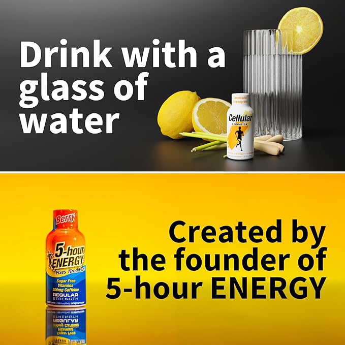 Cellular Hydration Electrolyte Shots 12-Pack – Supports Endurance Muscle Function &amp Workout Recovery – Magnesium Potassium &amp Taurine – Zero Sugar Zero Sodium – Lemonade