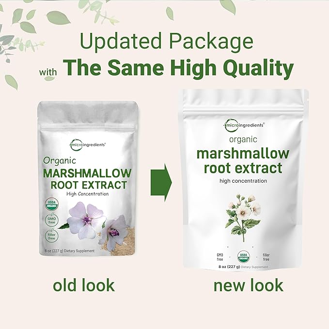 Micro Ingredients Organic Marshmallow Root Powder 8 Ounce Filler Free and Traditionally Used Supports Digestive Gastrointestinal Health Non-Irradiated and No GMOs Vegan Friendly
