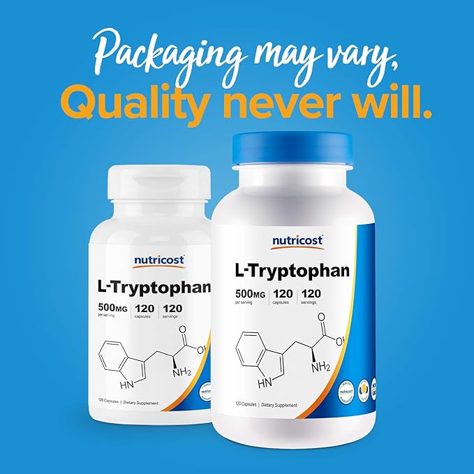 Nutricost L-Tryptophan 500mg 120 Capsules (2 Bottles)