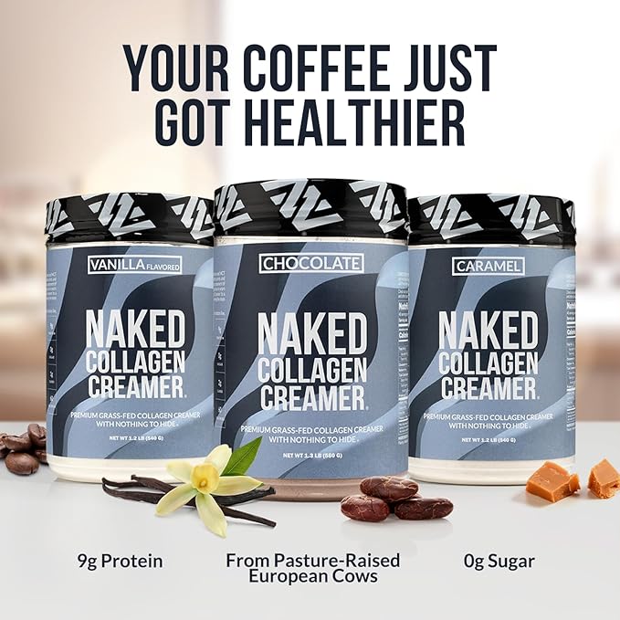 Naked Collagen Coffee Creamer - Vanilla Collagen Creamer For Coffee - Dairy-Free Gluten-Free GMO-Free - Support Hair Skin and Nails - 40 Servings