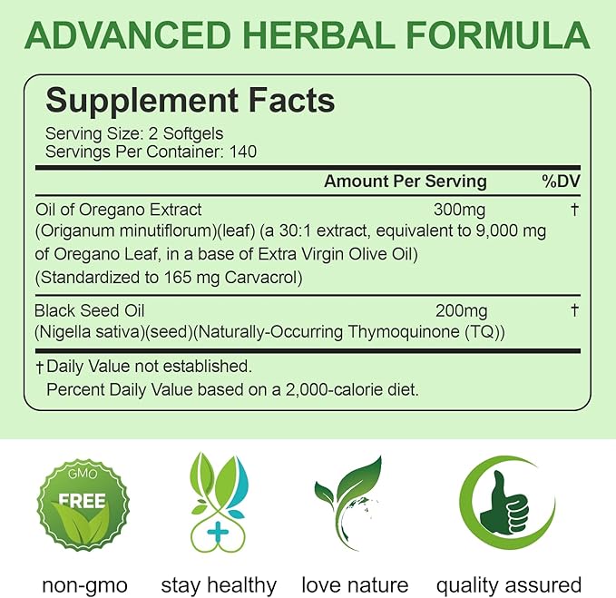Oil of Oregano 840 Softgel 2-in-1 Oregano Supplement for Immune Health with High Carvacrol &amp Thymoquinone Black Seed Oil | Plant Based Non-GMO | Antioxidant &amp Immune Support (3 Pack)