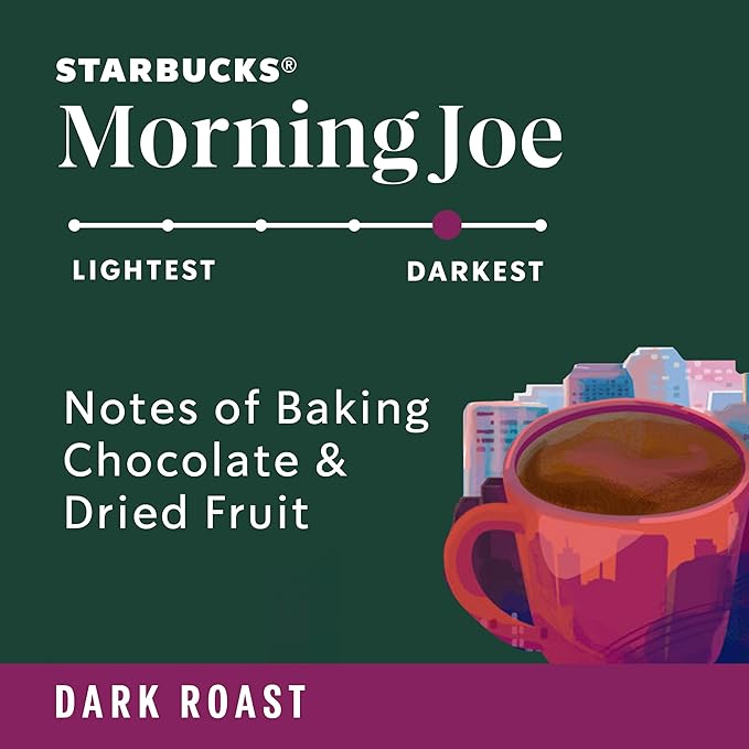 Starbucks Ground Coffee Dark Roast Hot or Iced Coffee Morning Joe Six 12 oz Bags