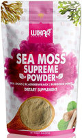 Wixar Wildcrafted Sea Moss Powder – (8 Ounces) – Natural Irish Sea Moss and Bladderwrack with Burdock Powder - Thyroid Support Healthy Skin Keto Detox Joint Support Alkaline Supplements