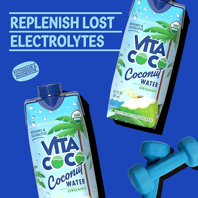 Vita Coco Coconut Water Pure Organic | Refreshing Coconut Taste | Natural Electrolytes | Vital Nutrients | 16.9 Oz (Pack Of 12)