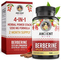 Ancient Bliss Berberine HCL 1200mg with Ceylon Cinnamon Bitter Melon and Green Tea Extract - 120 Capsules