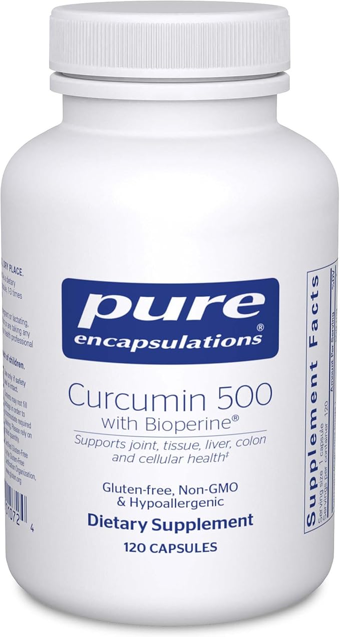Pure Encapsulations Curcumin 500 with Bioperine - Antioxidant Supplement to Support Joints Tissue Liver Colon &amp Cellular Health* - with Turmeric Curcumin &amp Bioperine - 120 Capsules