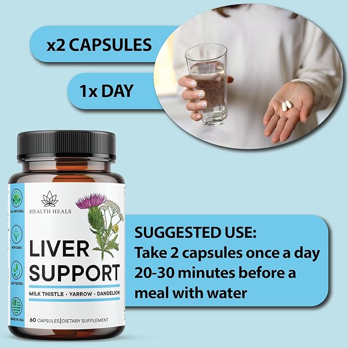 Liver Cleanse &amp Repair Formula - Herbal Liver Support Supplement with Milk Thistle Dandelion Root Turmeric Artichoke Extract for Liver Health - 120 Count
