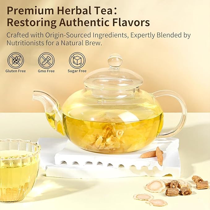CHADUO Four Treasures Tea with Astragalus american ginseng Ophiopogon Codonopsis Root Ginseng Tea Natural Tired Relief 40bags/7.05oz 黄芪 麦冬 西洋参 党参 元气四宝茶