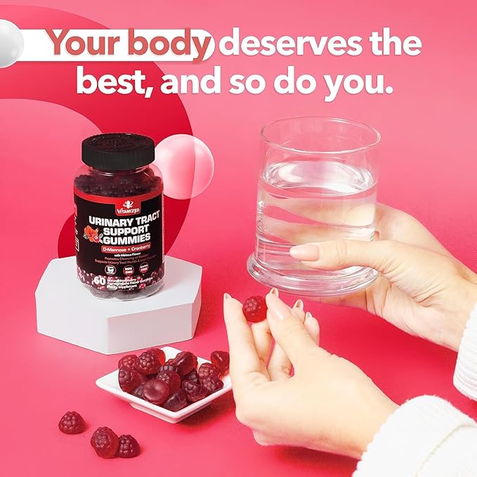 Potent Cranberry Gummies with D Mannose - Urinary Tract Health for Women &amp Men Urinary Flush &amp Bladder Fast-Acting Support Supplements with Hibiscus Powder 180 Count