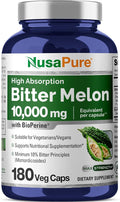 NusaPure Bitter Melon Extract 10000 mg 180 Vegan Caps (100% Vegetarian Non-GMO Gluten-Free 10% Bitter Principles) Bioperine