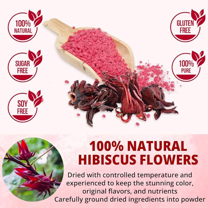 VIDA FARM 50 Hibiscus Tea Bags Natural Dried Hibiscus Flowers Tea Bags Roselle Hibiscus Sorrel Tea Jamaica Roselle Tea No Sugar No Caffeine No Gluten