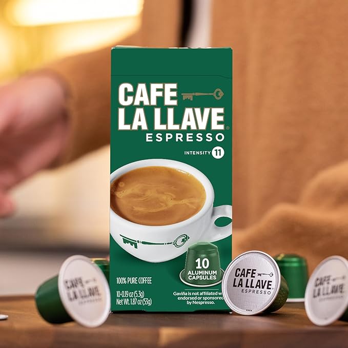 Cafe La Llave Decaf Latin Style Espresso Pods Dark Roast Compatible with Nespresso Original Line 80 Count Aluminum Capsules