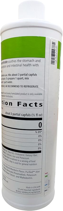 Herbalife Aloe Concentrate Pint: Mandarin Flavor 16 FL Oz (473 ml) for Digestive Health with Premium-Quality Aloe Gluten-Free 0 Calories 0 Sugar Naturally Flavored