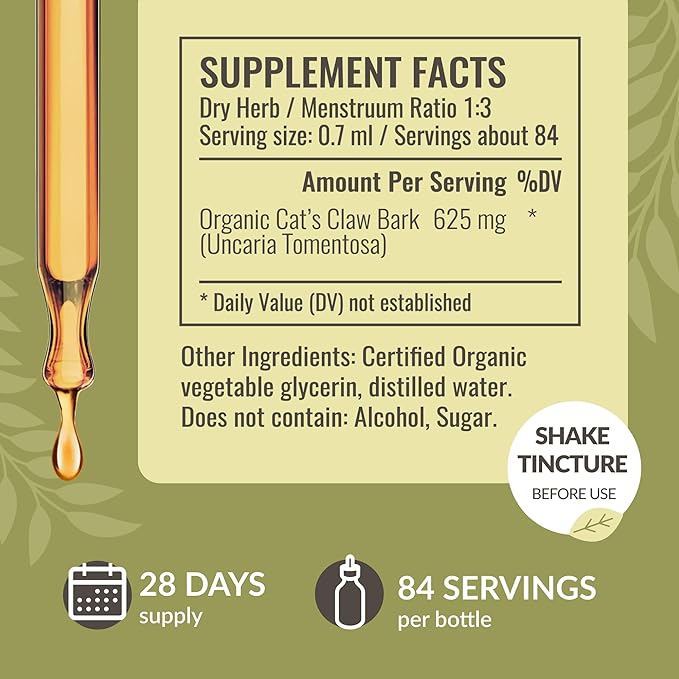 Herbamama Liquid Drops Kit - Bundle of Cat's Claw Extract 2 fl oz and Lemon Balm Tincture 2 fl oz - Vegan Herbal Supplement Liquid Extract - Non GMO Sugar &amp Alcohol-Free - 2 Pack