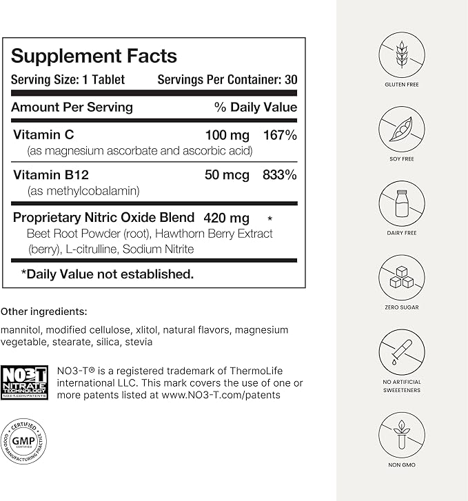 HumanN Neo40 Daily Heart &amp Blood Circulation Supplements to Boost Nitric Oxide - Supports Blood Pressure - from Maker of SuperBeets -Includes 30 Dissolvable Tablets - Tasty Fruity Flavor