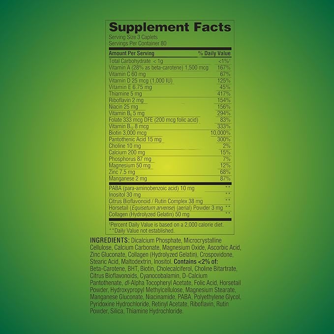 KP+ Hair Skin &amp Nails | Collagen Support | Over 15 Key Ingredients Including Biotin &amp Antioxidants | Dietary Supplement | 240 Caplets | Pack of 2