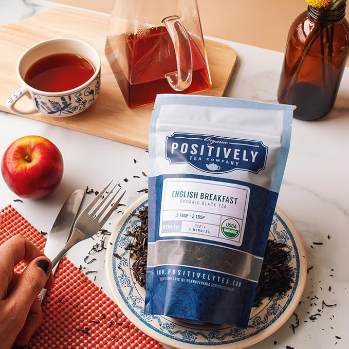 Organic Positively Tea Company English Breakfast Black Tea Loose Leaf 16 Ounce