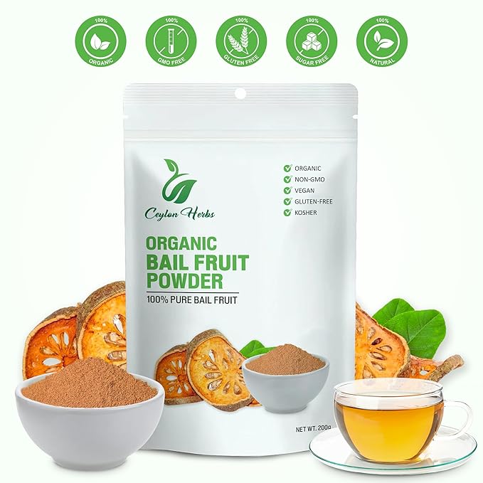 Bael Fruit Powder - 100% Pure Organic Wild-Crafted for Traditional Cordials Teas and Smoothies