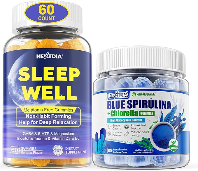 Melatonin Free Sleep Gummies + Organic Blue Spirulina Gummies